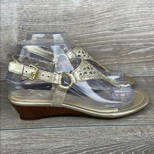 Sperry Top Sider Gold Leather Women’s Sz 6.5M Gladiator Slingback Buckle Sandals